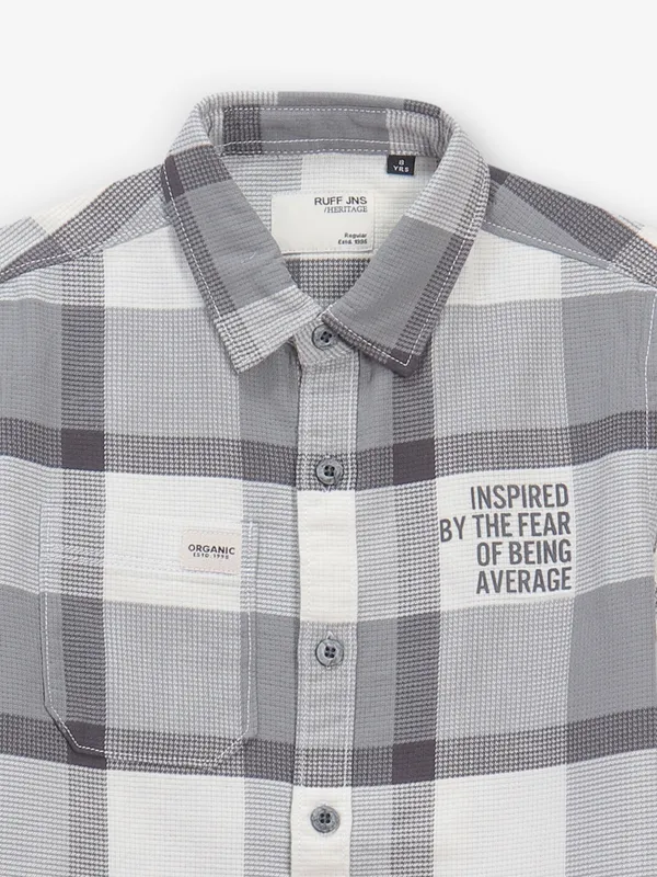 RUFF grey checks cotton shirt for boys