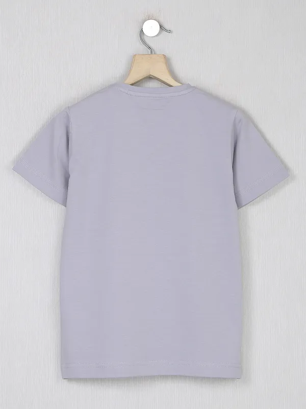 Ruff grey solid cotton t shirt for boys