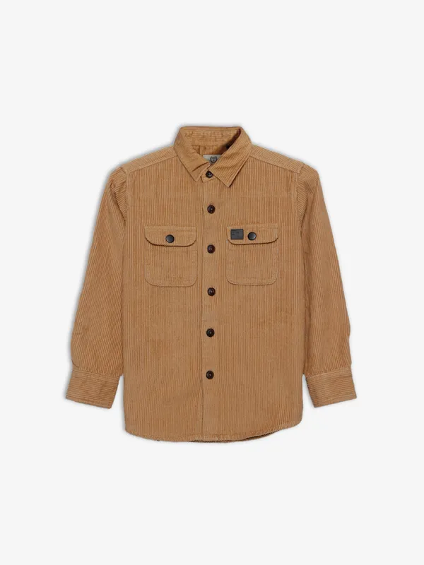 Ruff khaki corduroy plain shirt