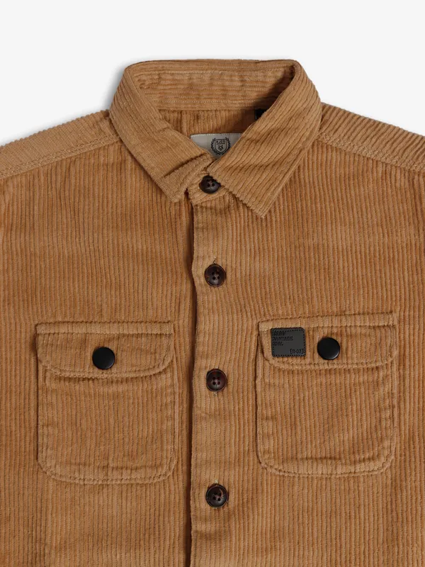 Ruff khaki corduroy plain shirt