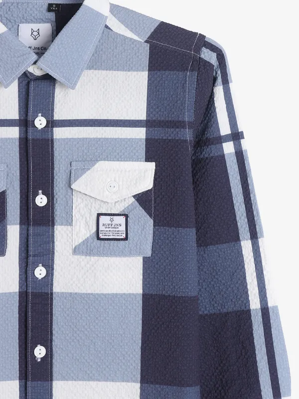 Ruff latest navy checks cotton shirt