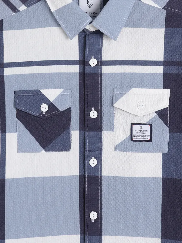 Ruff latest navy checks cotton shirt