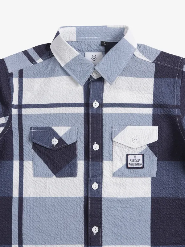 Ruff latest navy checks cotton shirt
