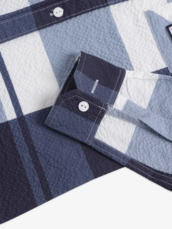 Ruff latest navy checks cotton shirt