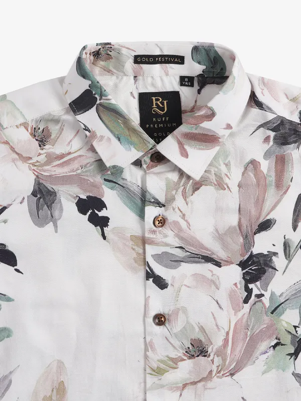 Ruff latest off white printed cotton shirt