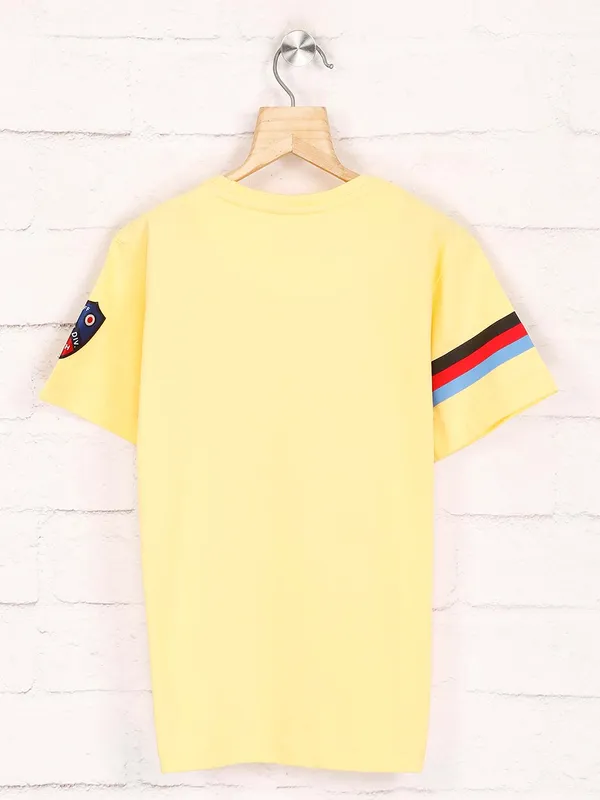 Ruff lemon yellow printed casual t-shirt