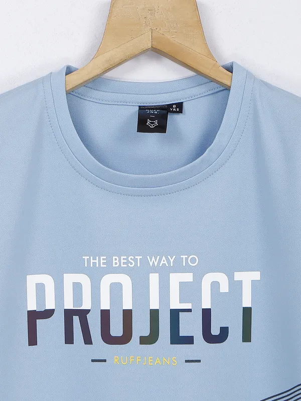Ruff light blue printed t shirt