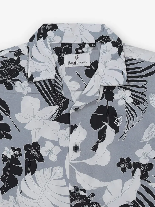 RUFF light grey cotton silk printed shirt
