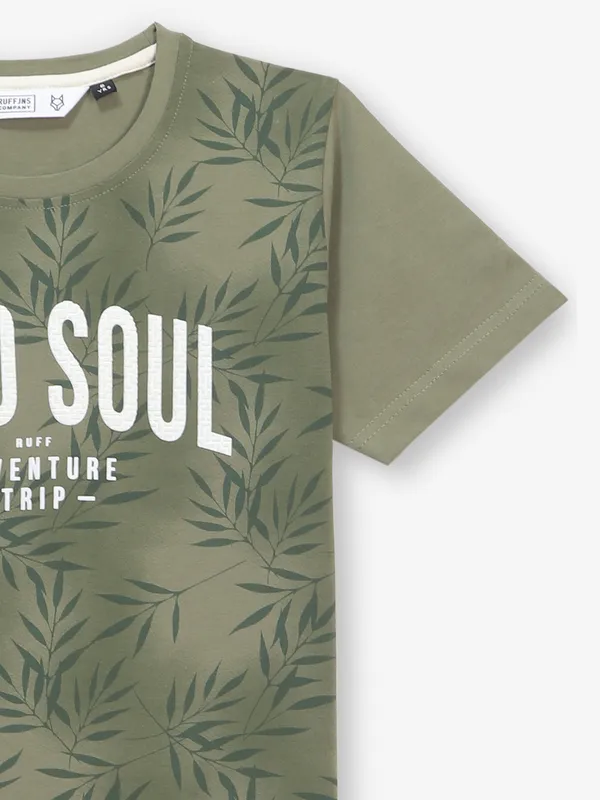 RUFF light olive cotton printed t-shirt