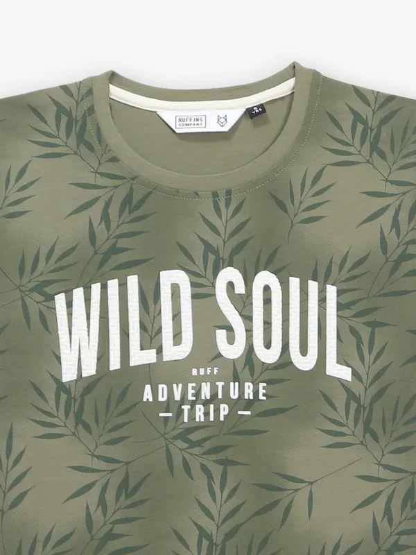 RUFF light olive cotton printed t-shirt