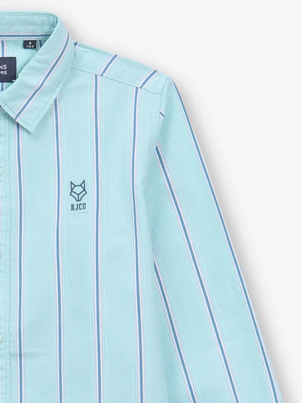 RUFF mint blue stripe cotton shirt
