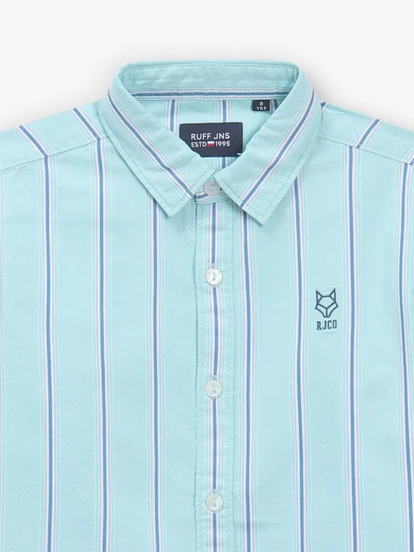 RUFF mint blue stripe cotton shirt