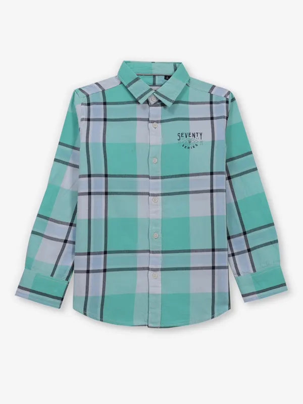 RUFF mint green checks cotton silk shirt