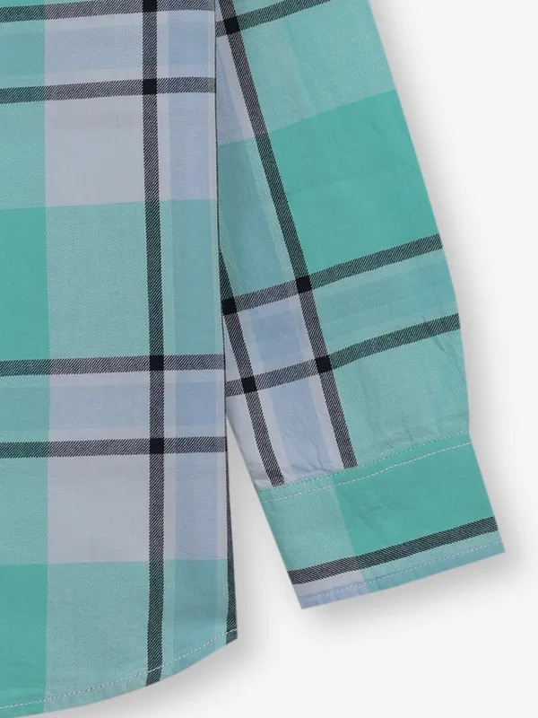 RUFF mint green checks cotton silk shirt