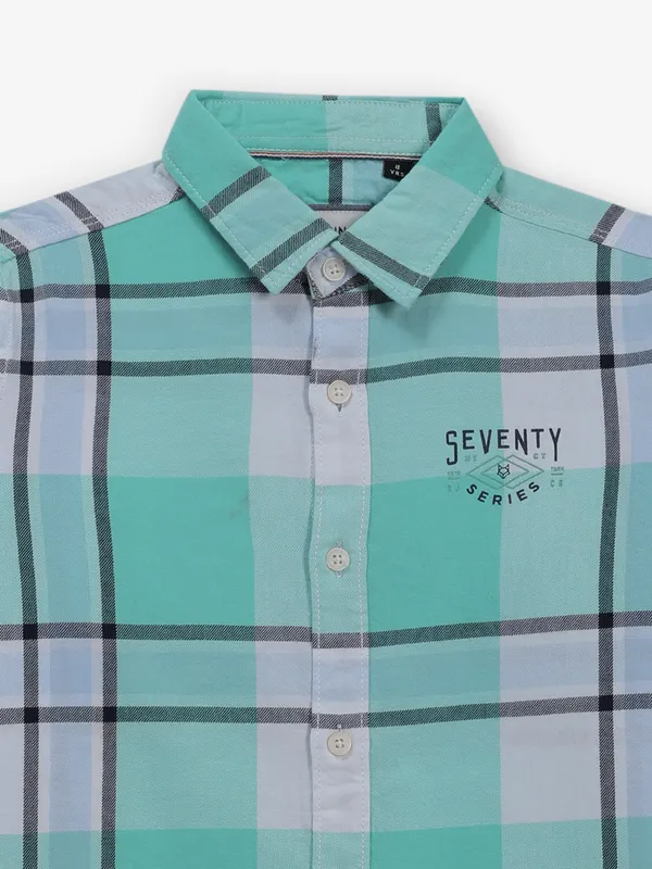 RUFF mint green checks cotton silk shirt
