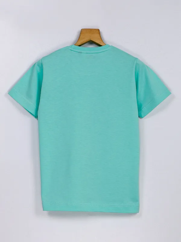Ruff mint green cotton printed t shirt