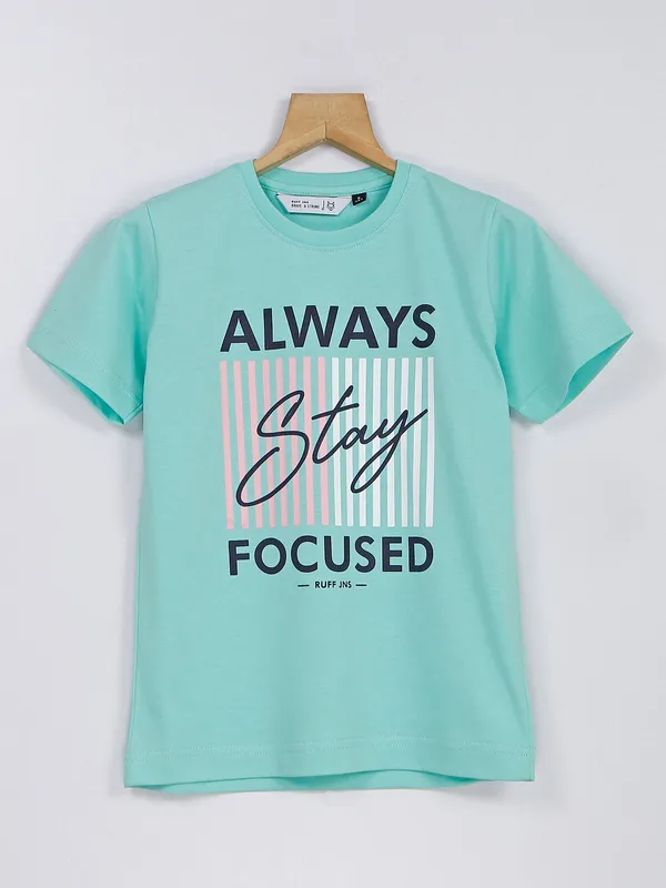 Ruff mint green cotton printed t shirt