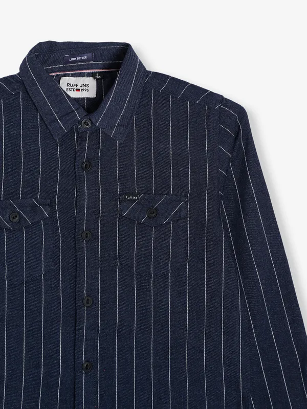 Ruff navy linen stripe shirt