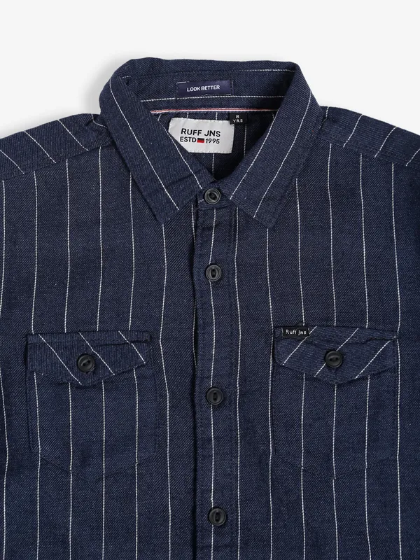 Ruff navy linen stripe shirt