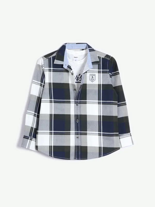 Ruff olive cotton checks shirt