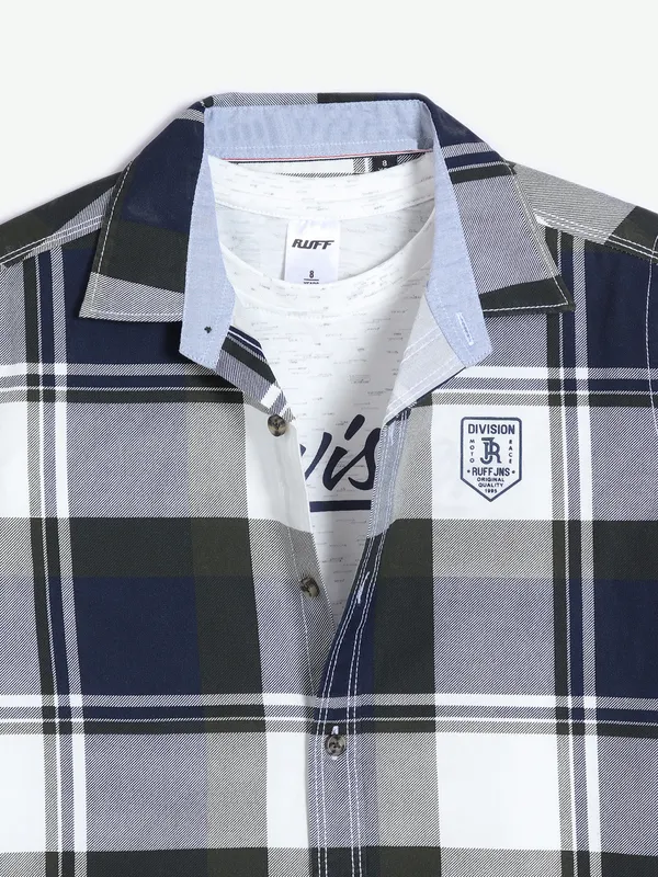 Ruff olive cotton checks shirt