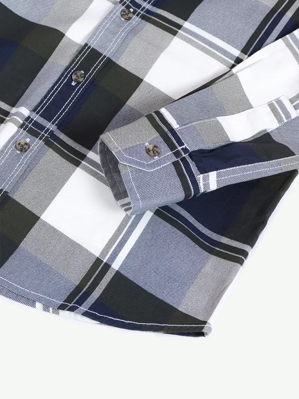 Ruff olive cotton checks shirt