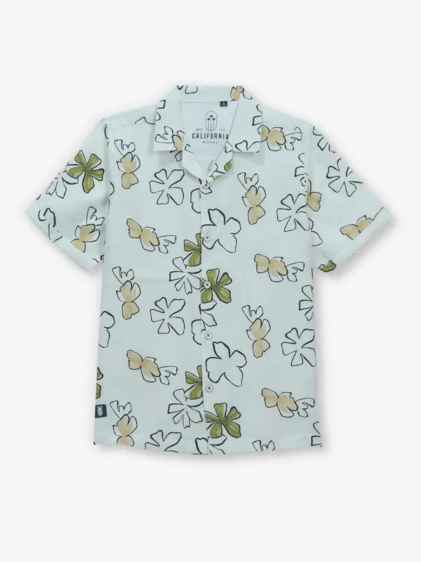 RUFF olive cotton shirt in printed