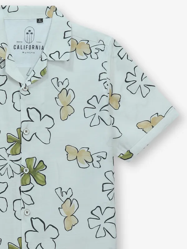 RUFF olive cotton shirt in printed