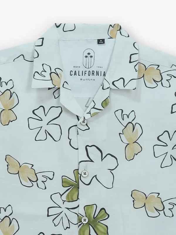 RUFF olive cotton shirt in printed