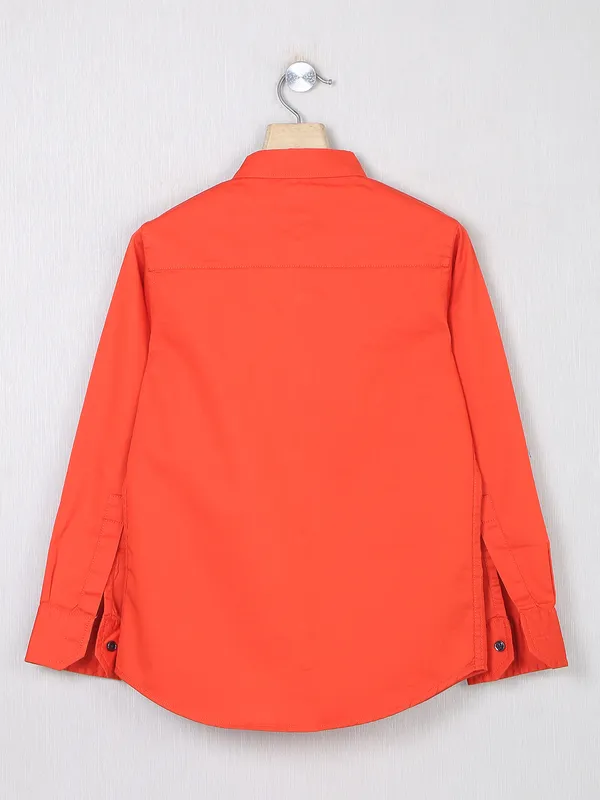 Ruff orange casual wear printed shirt