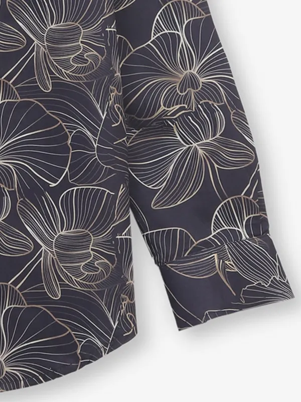 RUFF pastel grey printed linen shirt