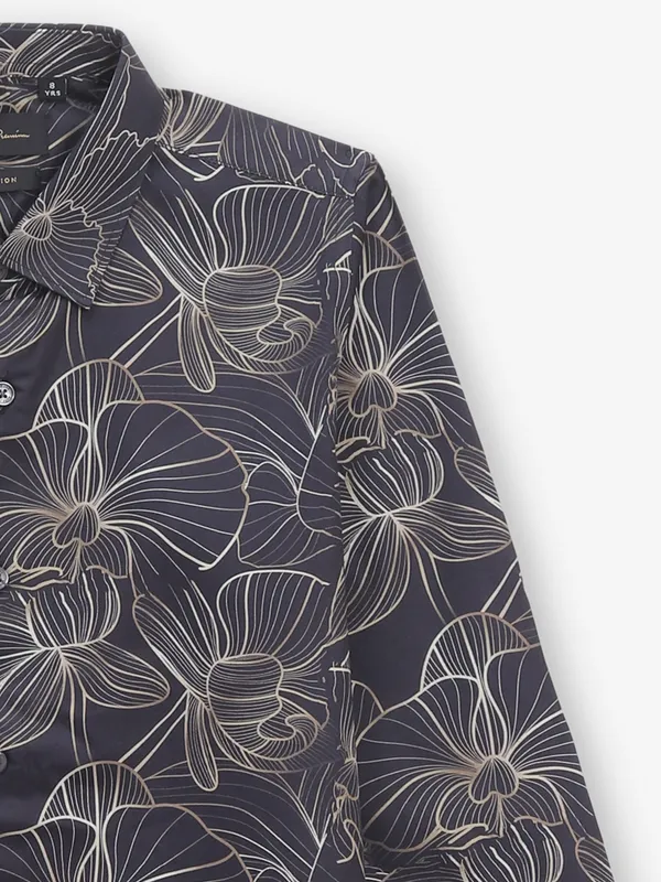 RUFF pastel grey printed linen shirt