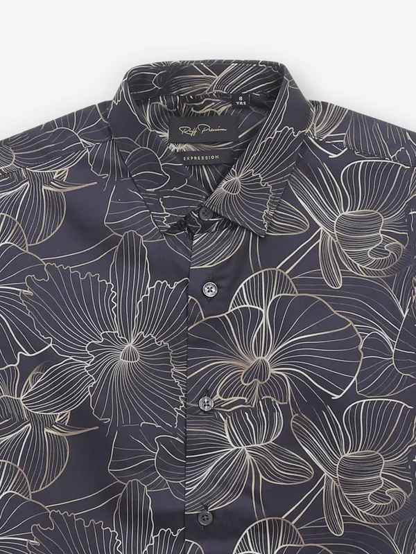RUFF pastel grey printed linen shirt