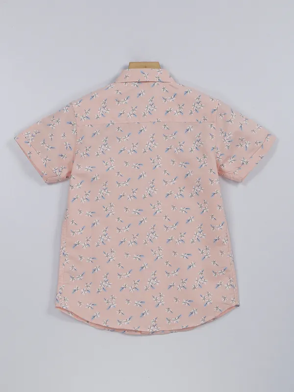 Ruff peach printed cotton shirt