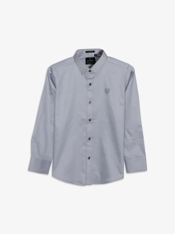 Ruff plain light grey cotton shirt