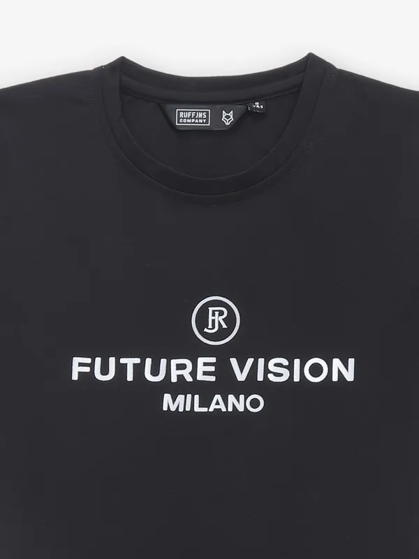 RUFF printed black cotton t-shirt for boys