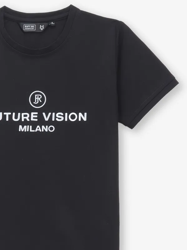 RUFF printed black cotton t-shirt for boys