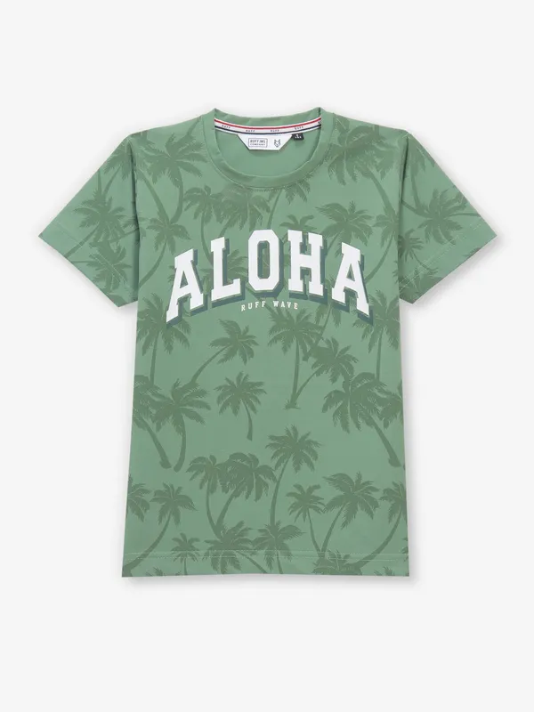 RUFF printed green cotton t-shirt