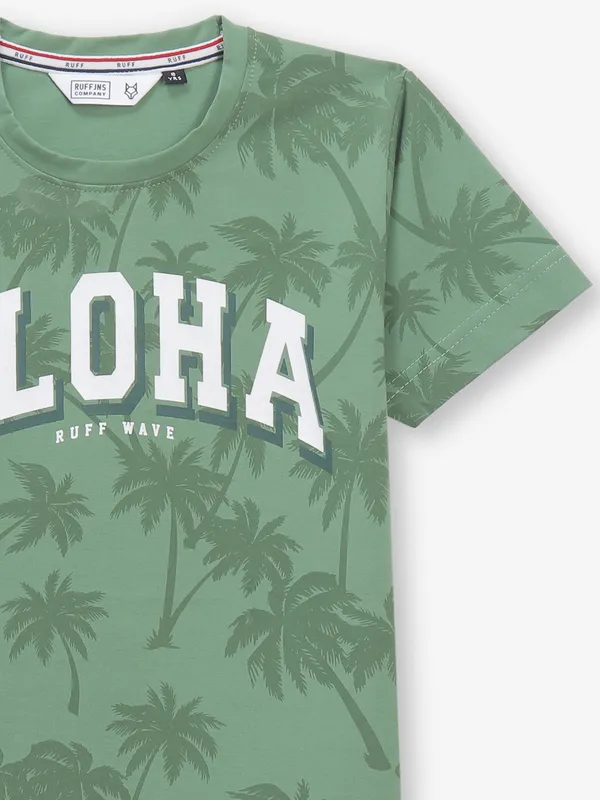 RUFF printed green cotton t-shirt