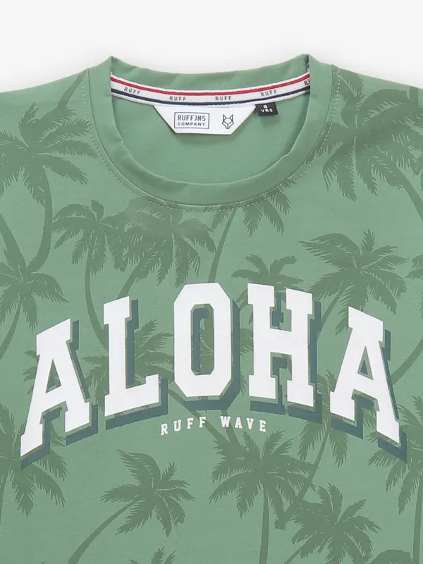RUFF printed green cotton t-shirt