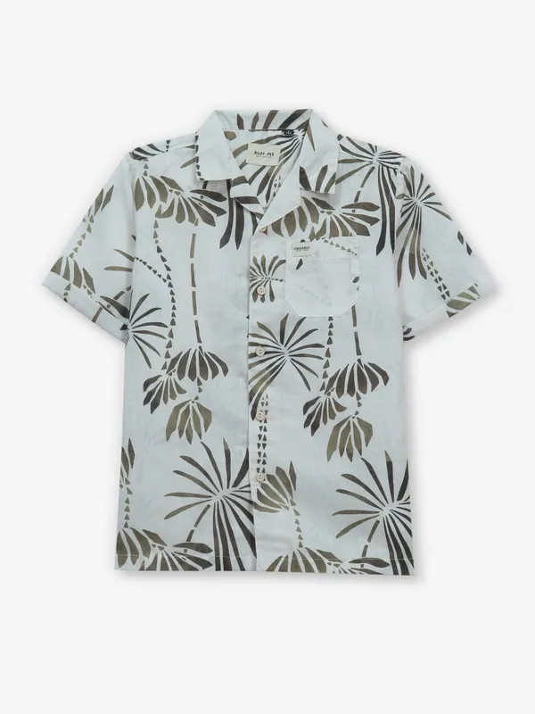 RUFF printed olive cotton shirt