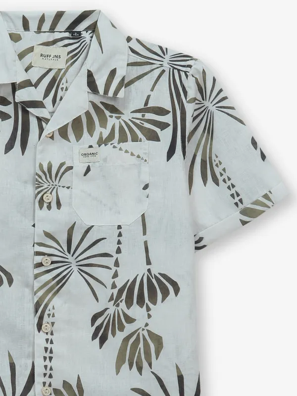 RUFF printed olive cotton shirt