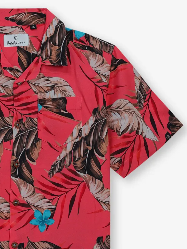 RUFF printed pastel red shirt