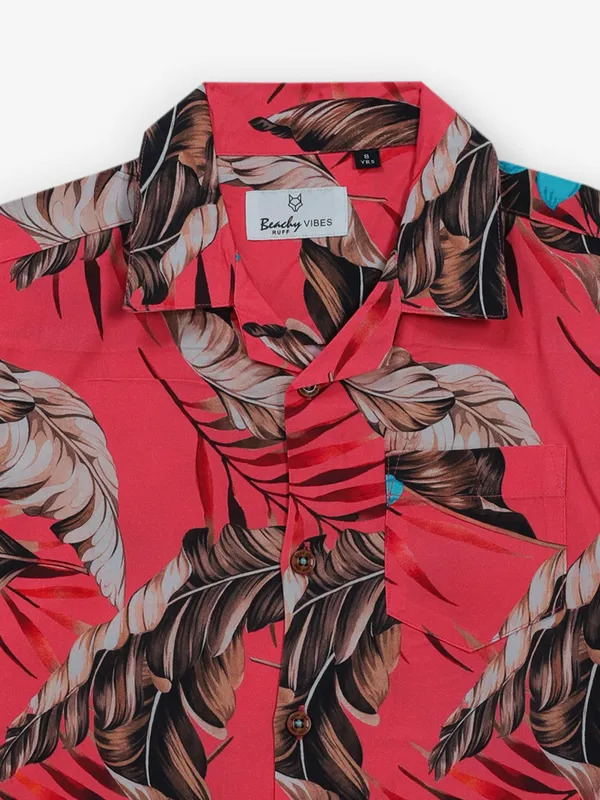 RUFF printed pastel red shirt