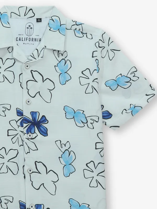 RUFF printed white cotton shirt for boys
