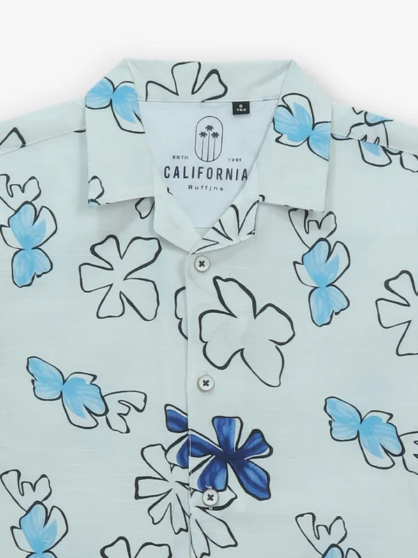 RUFF printed white cotton shirt for boys