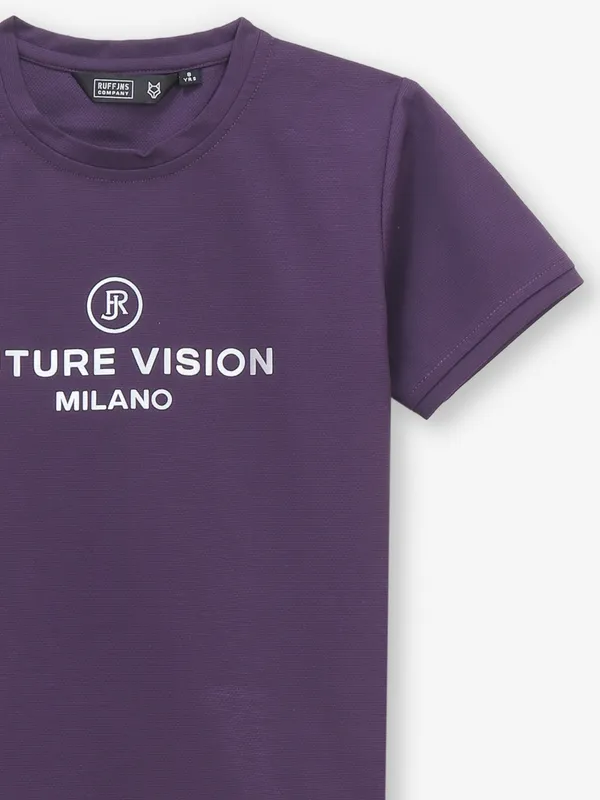 RUFF purple printed cotton t-shirt