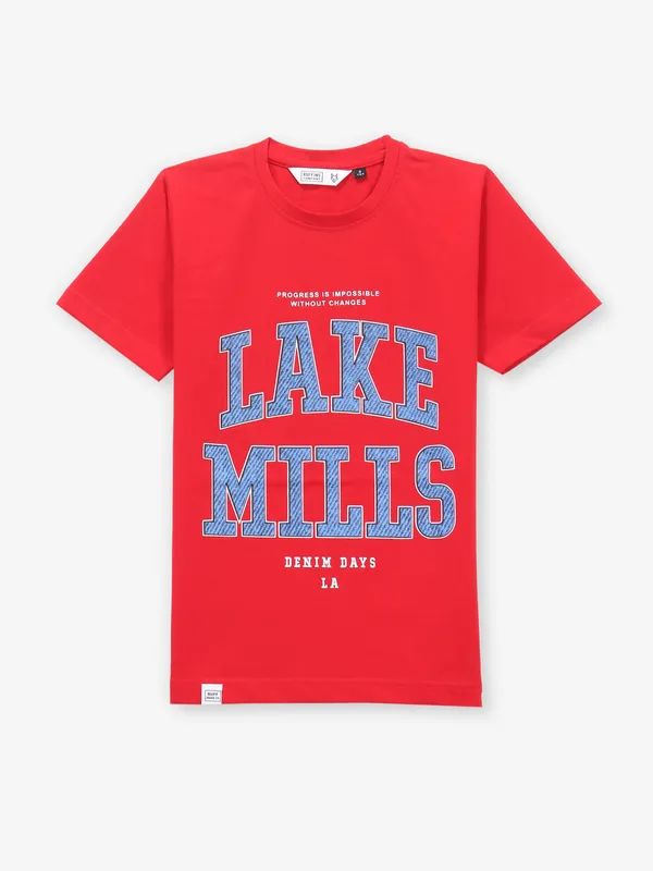 RUFF red printed cotton t-shirt