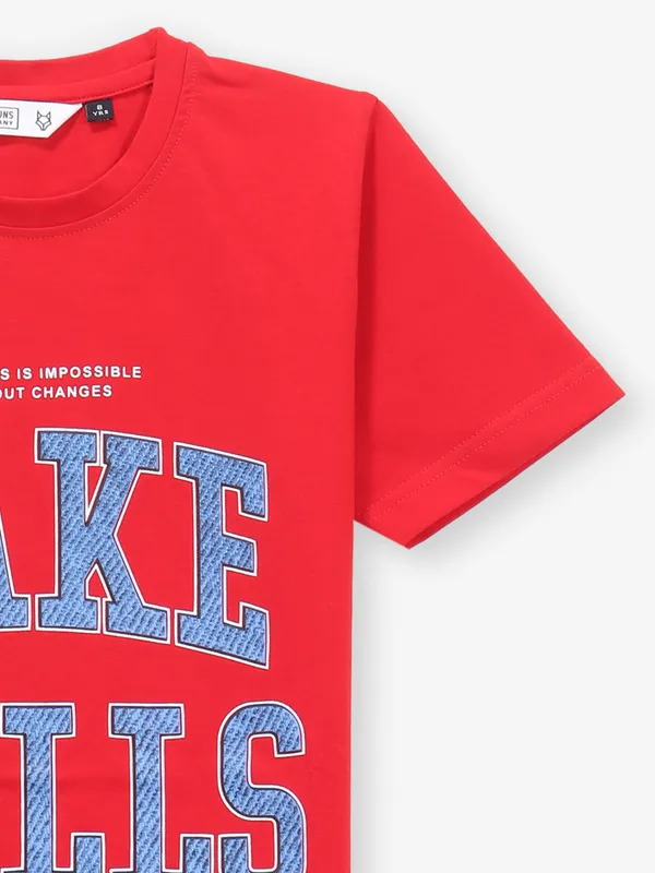 RUFF red printed cotton t-shirt