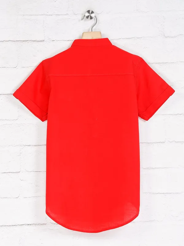 Ruff red solid casual wear shirt